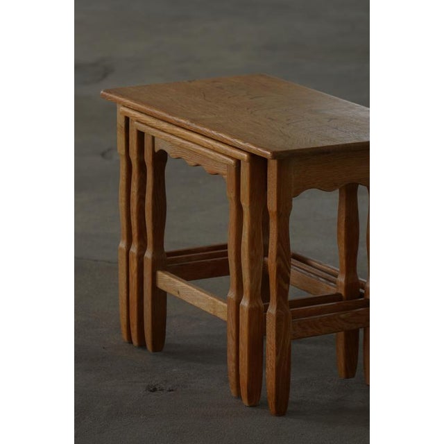 Mid-Century Modern Danish Nesting Tables in Oak, 1960s, Set of 3 For Sale - Image 12 of 14