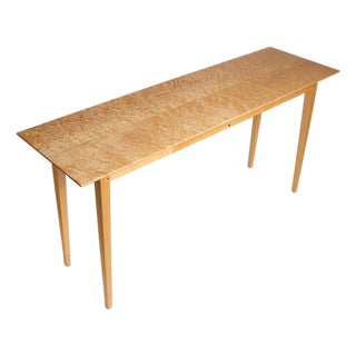 Late 20th Century Signed Custom Bird’s-Eye Maple Console Table With Ebony Exposed Joinery For Sale