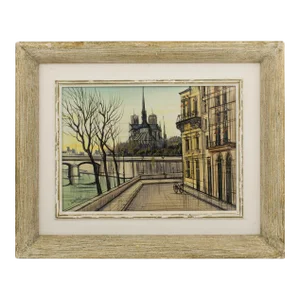 Notre Dame Cathedral and Ile Saint Louis Oil on Canvas Painting by Paul Lambert