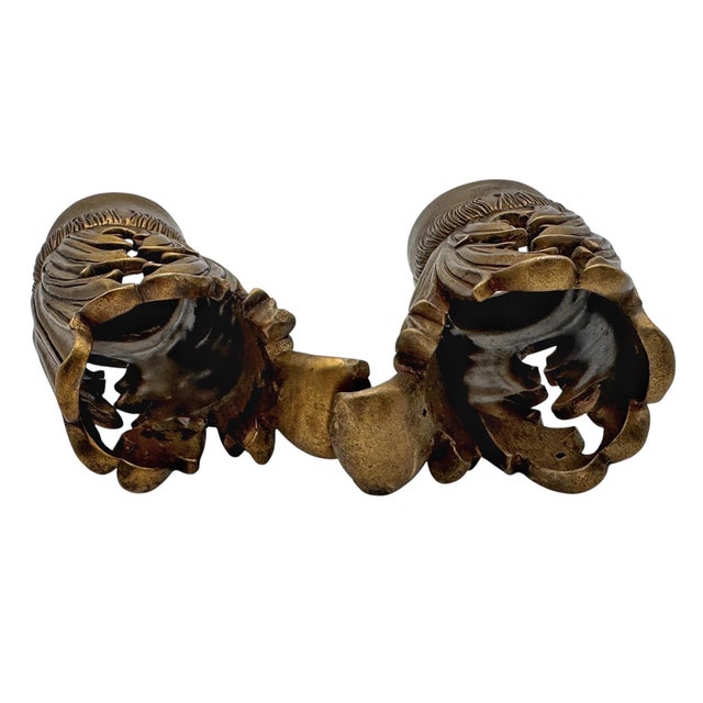 Brown Large Pair of French Gilt Bronze Hoof & Acanthus Sabots, France, Circa 1900 For Sale - Image 8 of 12