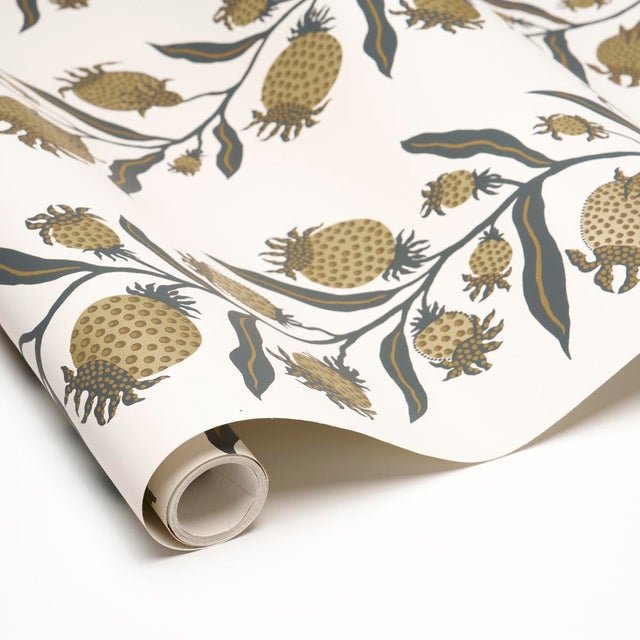 Schumacher SAMPLE - Schumacher x Marian Mcevoy Thistle Vine Wallpaper In Black & Gold For Sale - Image 4 of 4