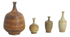 Small Mid-Century Scandinavian Modern Collectible Brown Stoneware Vases by Gunnar Borg for Höganäs Ceramics, 1960s, Set of 4