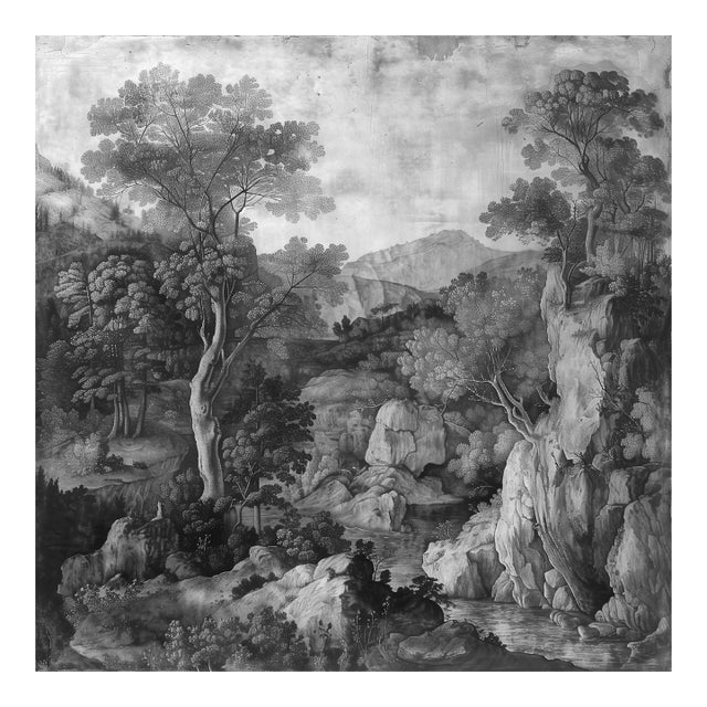 18" X 18" Grisaille Landscape Original Print 16th Century Style, Unframed For Sale