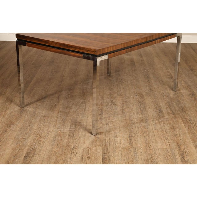 Mid Century Modern Expandable Rosewood and Chrome Dining Table For Sale - Image 12 of 18