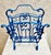 Vintage Mid Century Blue Enameled Scrolled Iron and Flowers Magazine Rack For Sale - Image 9 of 12