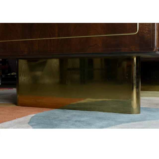 1970s Romweber Burl Wood and Gold Trim Executive Desk With Filing Drawers For Sale - Image 17 of 18