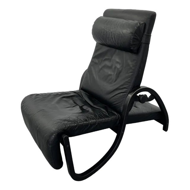 Sinus Lying Leather Black Chair from Westnofa, 1970s For Sale