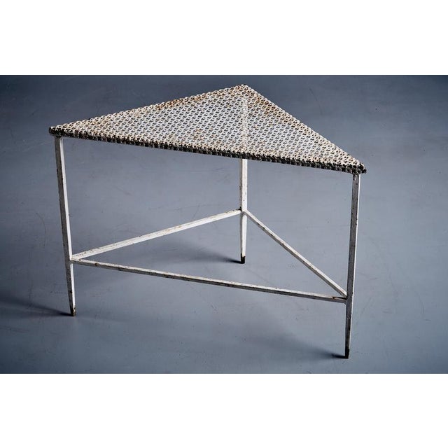 White Triangular Side Tables attributed to Mathieu Matégot, France, 1950s, Set of 2 For Sale - Image 8 of 11