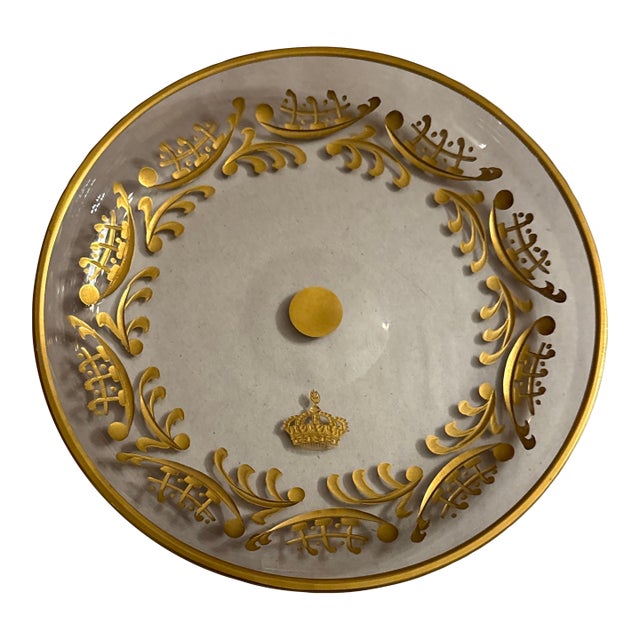 Royal Interest - Egypt - King Farouk Gilded Glass Plate For Sale