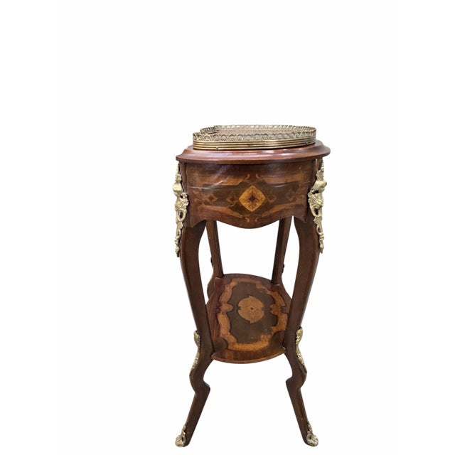 Brown Vintage French Louis XV Style Marquetry Jewelry Cabinet For Sale - Image 8 of 9