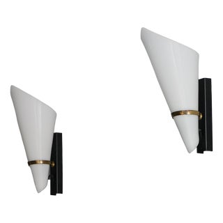 Wall Light in Acrylic Glas and Brass, 1950, Set of 2 For Sale