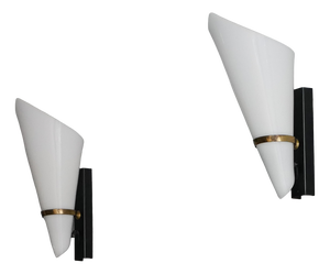 Wall Light in Acrylic Glas and Brass, 1950, Set of 2