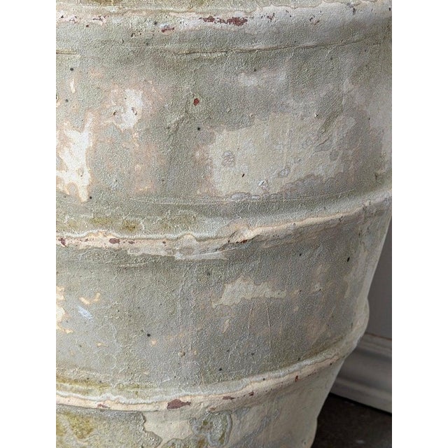 Ceramic Vintage Barrel Form Terracotta Planter - Ribbed Olive Jar For Sale - Image 7 of 11