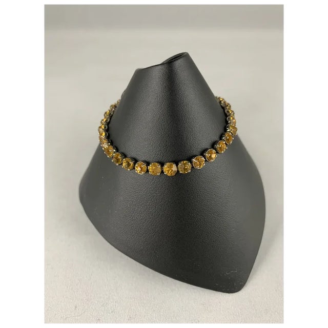 Art Deco 1920s Art Deco Sterling Line Bracelet with Paste Citrines For Sale - Image 3 of 7