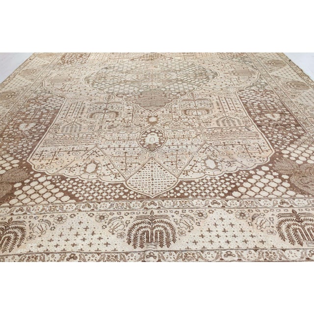 Authentic 19th Century Beige Persian Tabriz Rug For Sale - Image 9 of 9