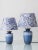 Vintage Blue and White Ceramic Table Lamp with New Liberty London Lampshade For Sale - Image 11 of 12