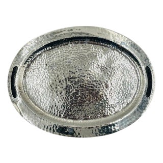Mexican Modern Hammered Silver Tray by Emilia Castillo, Taxco Mexico 1980s For Sale