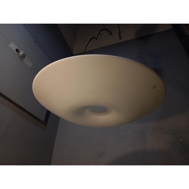 Chandelier Model UFO in Opaline Glass by Roberto Pamio for Leucos, 1960s, in Very Good conditions. Designed 1960 to 1969 I...