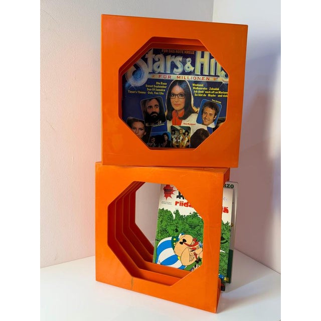 Plastic Orange Record Stand from Schweizer Design For Sale - Image 7 of 11