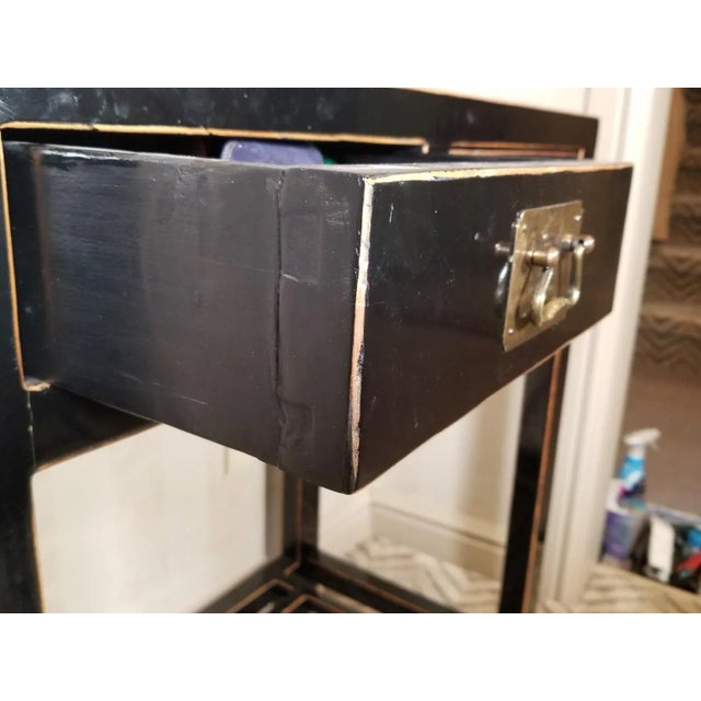 Vintage Ming Black Lacquer Two-Drawer Console Table For Sale - Image 4 of 6