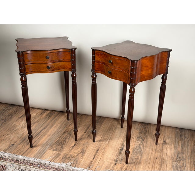 Pair of American Classical Revival Mahogany Two-Drawer Work Tables, Circa 1880–1910 For Sale - Image 4 of 15