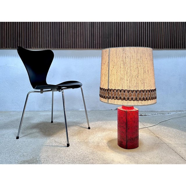 Beige Large Glazed Ceramic Table Lamp, 1960s For Sale - Image 8 of 18