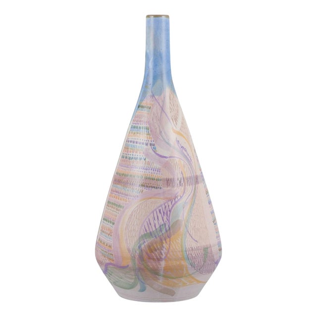 Vintage Italian Ceramic Vase with Abstract Motif by Monica Grandi, 1980s For Sale