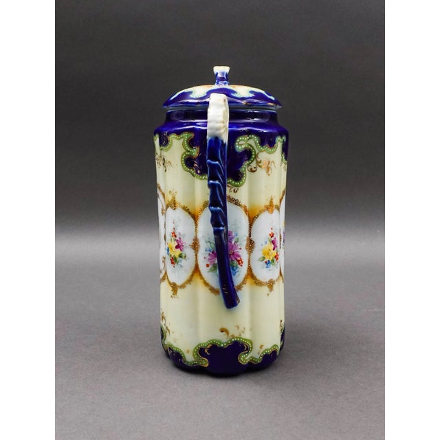 Mid-Century Modern Vintage Nippon Hand Painted Josephine Portrait Floral Porcelain Chocolate Pot For Sale - Image 3 of 8