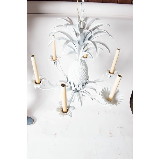 1960s White Painted Metal Pineapple Chandelier For Sale - Image 4 of 11