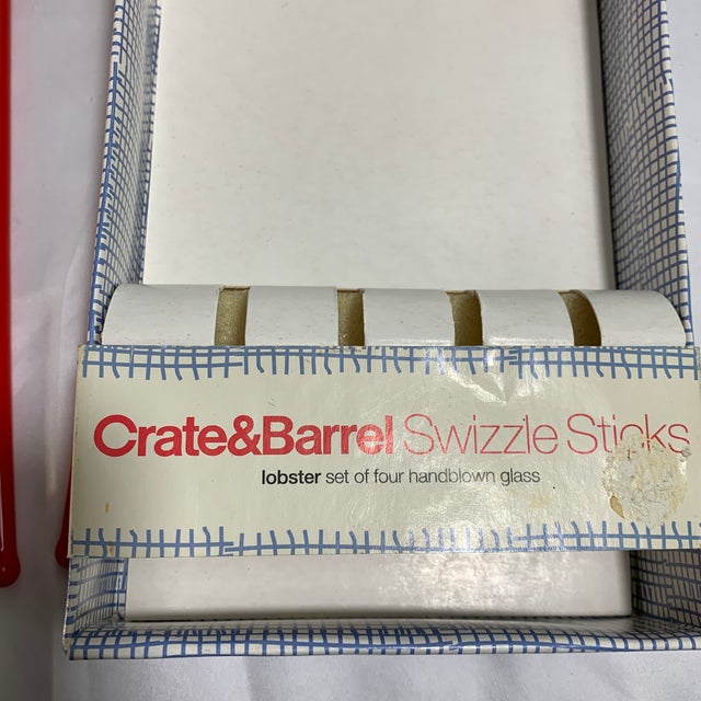 Vintage Crate and Barrel Hand Blown Glass Lobster Swizzle Sticks / Cocktail Stirrers - Set of 5 For Sale In Chicago - Image 6 of 6