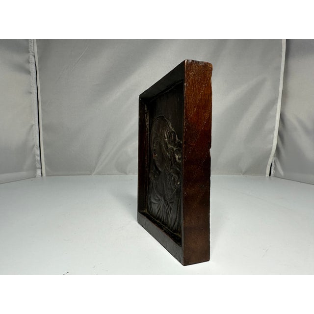 Antique Bas Relief Wood Carving: Saint John Portrait Plaque For Sale - Image 4 of 9