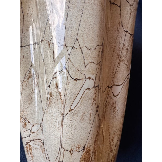 Glass Jozefina Krosno Handkerchief Vase Art Glass 13.75"h X 9.25"w Marble Vintage Brown For Sale - Image 7 of 8