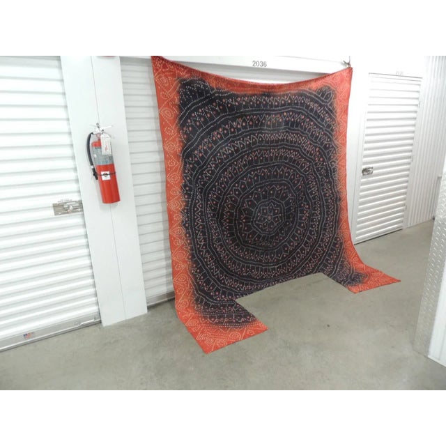 Orange & Black Tie Dye Asian Fabric Panel or Cloth Aka Shibori For Sale In Tampa - Image 6 of 7