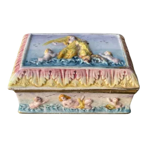 Early 1900s Italian Capodimonte Porcelain Ceramic Box
