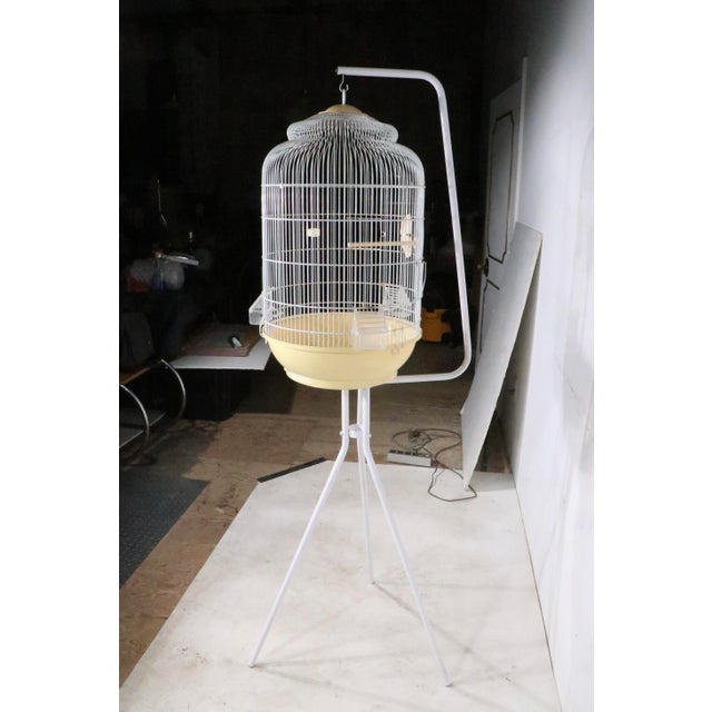 Vintage Mid Century Birdcage and Stand Made in Italy by F O P C. 1970's For Sale - Image 12 of 17