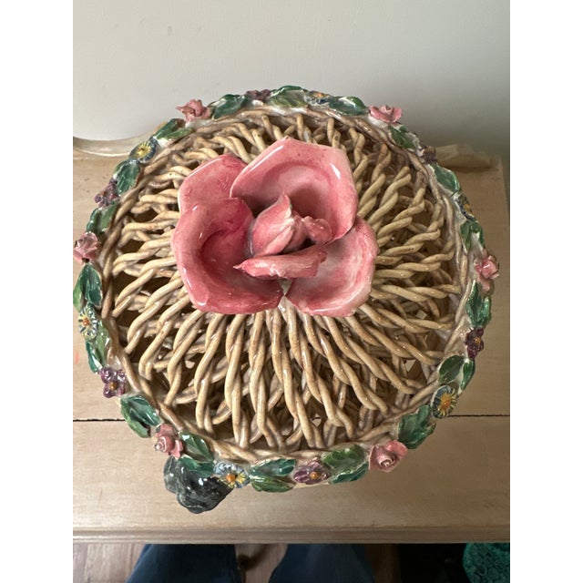 Vintage Italian Cupid Basket Weave Bowl For Sale - Image 9 of 11