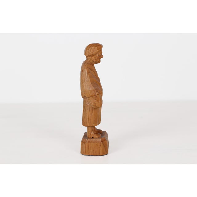 1970's Caron Hand-Carved Wood Figurine of Elderly Woman With Basket For Sale In Lexington, KY - Image 6 of 8