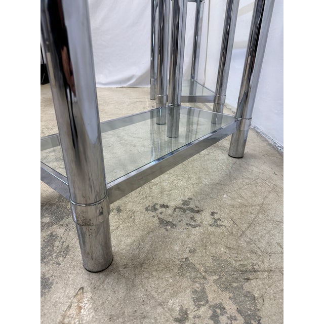 Mid-Century Chrome and Glass Etageres or Bookcases, 1970s - A Pair For Sale - Image 15 of 15