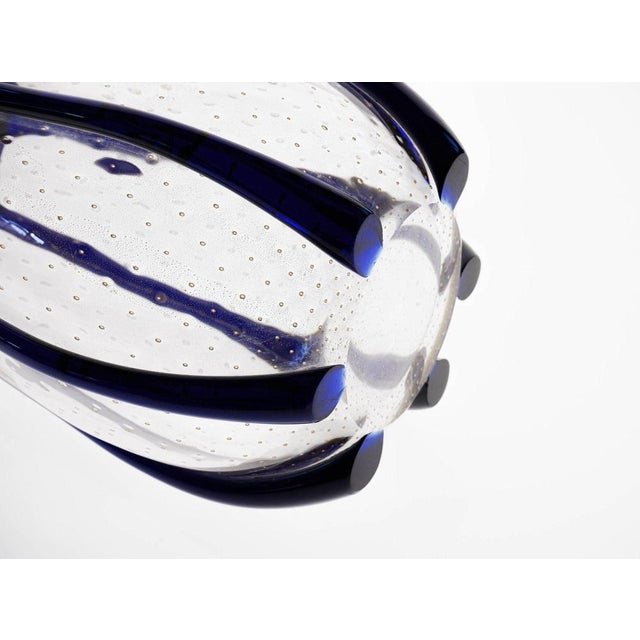 Large Murano Vase with Baloton Bubbles in Gold Leaf and Cobalt Blue Beads, 1960 For Sale - Image 10 of 18