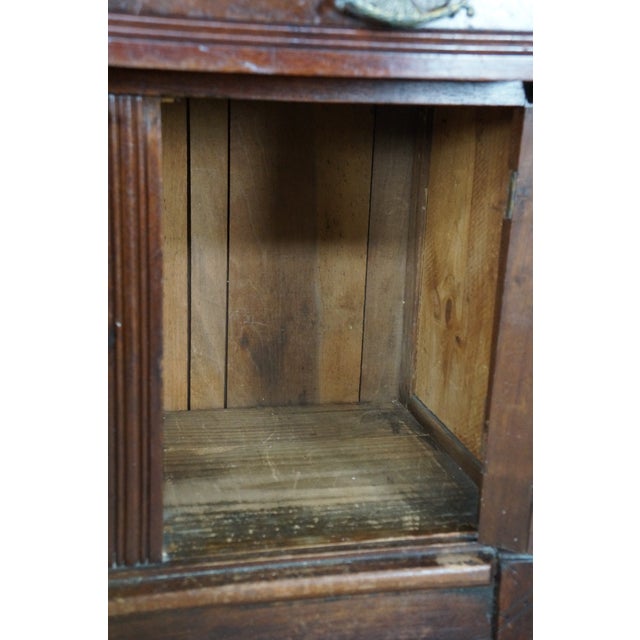 Wood Antique Victorian Eastlake Walnut Burl Marble Washstand Chest Cabinet Stand For Sale - Image 7 of 18