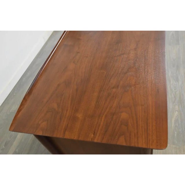 1960s Refinished Walnut Mid Century Desk For Sale - Image 10 of 10