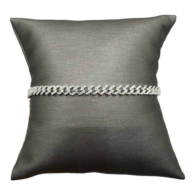 Micro Diamond Bracelet in 14kt White Gold – 1.18ctw, 7.56in, New For Sale