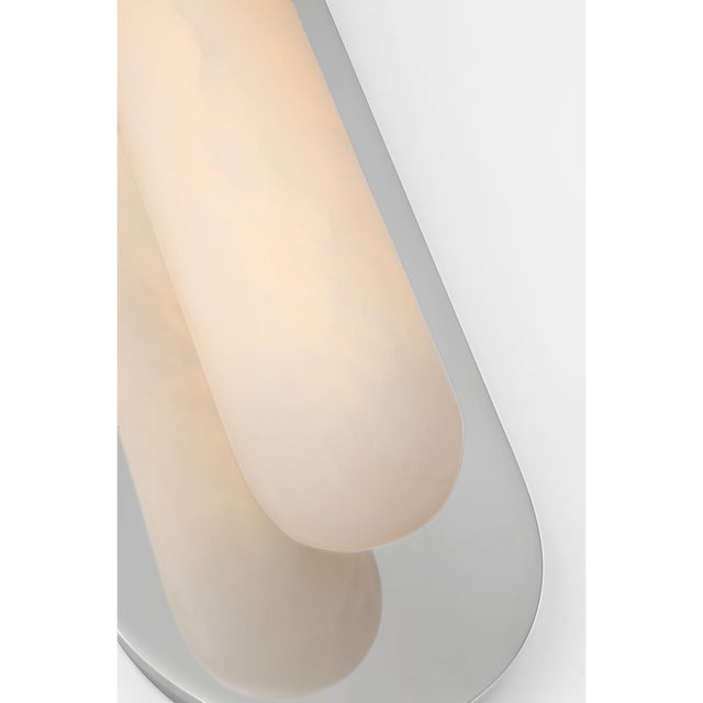 Kelly Wearstler for Visual Comfort Signature Fosse 18" Invertable Offset Oval Sconce in Polished Nickel with Alabaster For Sale - Image 9 of 12