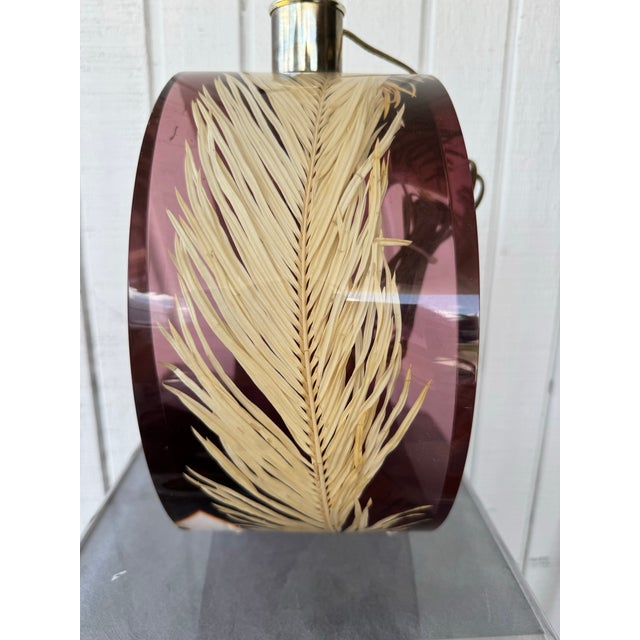 Modern Vintage Modern Amethyst Lucite Sculptural Palm Frond Lamp For Sale - Image 3 of 11