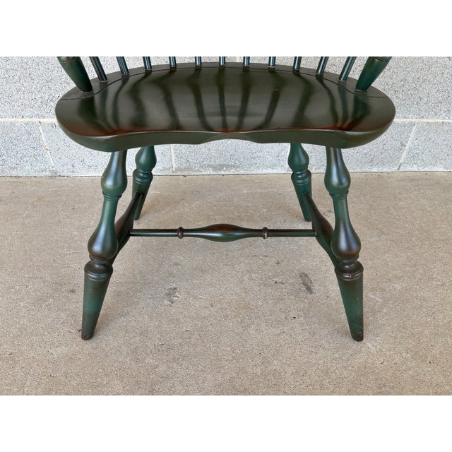 Nichols & Stone Olive Green Maple Comb Back Arm Chair For Sale - Image 9 of 10