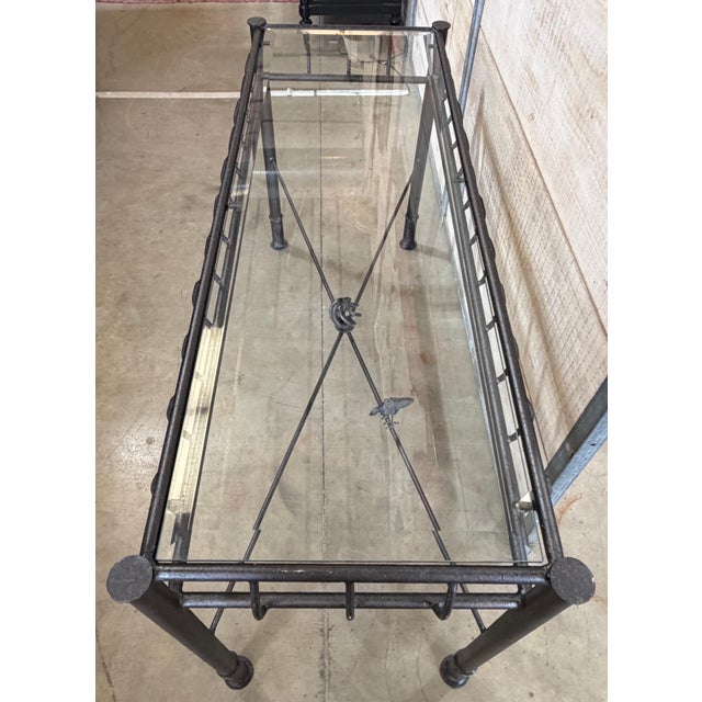 Ilana Goor Forged Iron & Beveled Glass Console Table, Israel/USA, Circa 1980s For Sale - Image 12 of 14