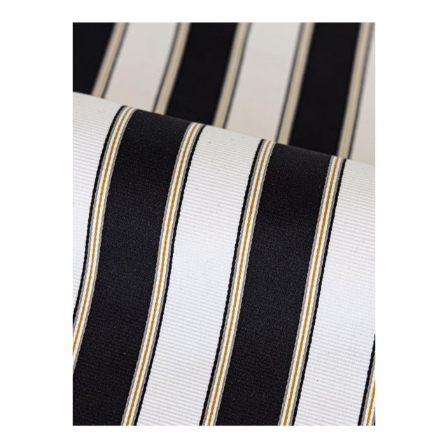 Sample - The House of Scalamandré Piano Stripe Fabric, Ebony For Sale