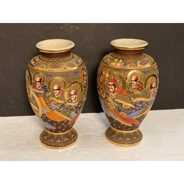 Japanese Pair of Japanese Satsuma Vases - Individually Priced For Sale - Image 3 of 12