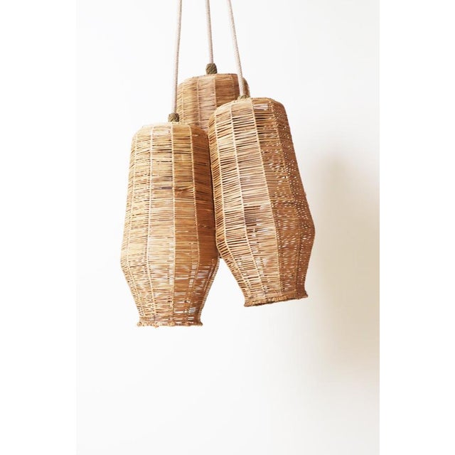 Mid-Century Modern Straw Pendant Lights, 1950s, Set of 3 For Sale - Image 6 of 17
