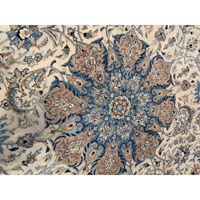 Textile Early 21st Century Fine Hand Knotted Silk & Wool Persian Nain For Sale - Image 7 of 9